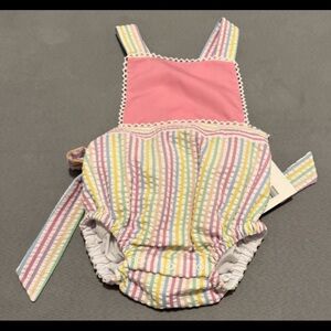 Rainbow stripe sunsuit